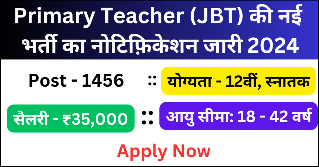 Primary Teacher Vacancy JBT 2024